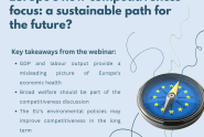 A graphic titled 'EEAC Webinar: Europe's new competitiveness focus: a sustainable path for the future' with key takeaways from the session